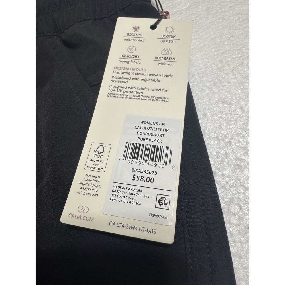 CALIA Utility Boardshort Swim Bottom Pure Black Womens Size Medium Athletic NWT - Picture 4 of 9